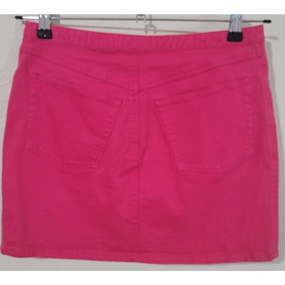 Express Jeans Pink  Denim Mini Skirt 5 6 Stretch 5 Pocket design - Picture 2 of 3